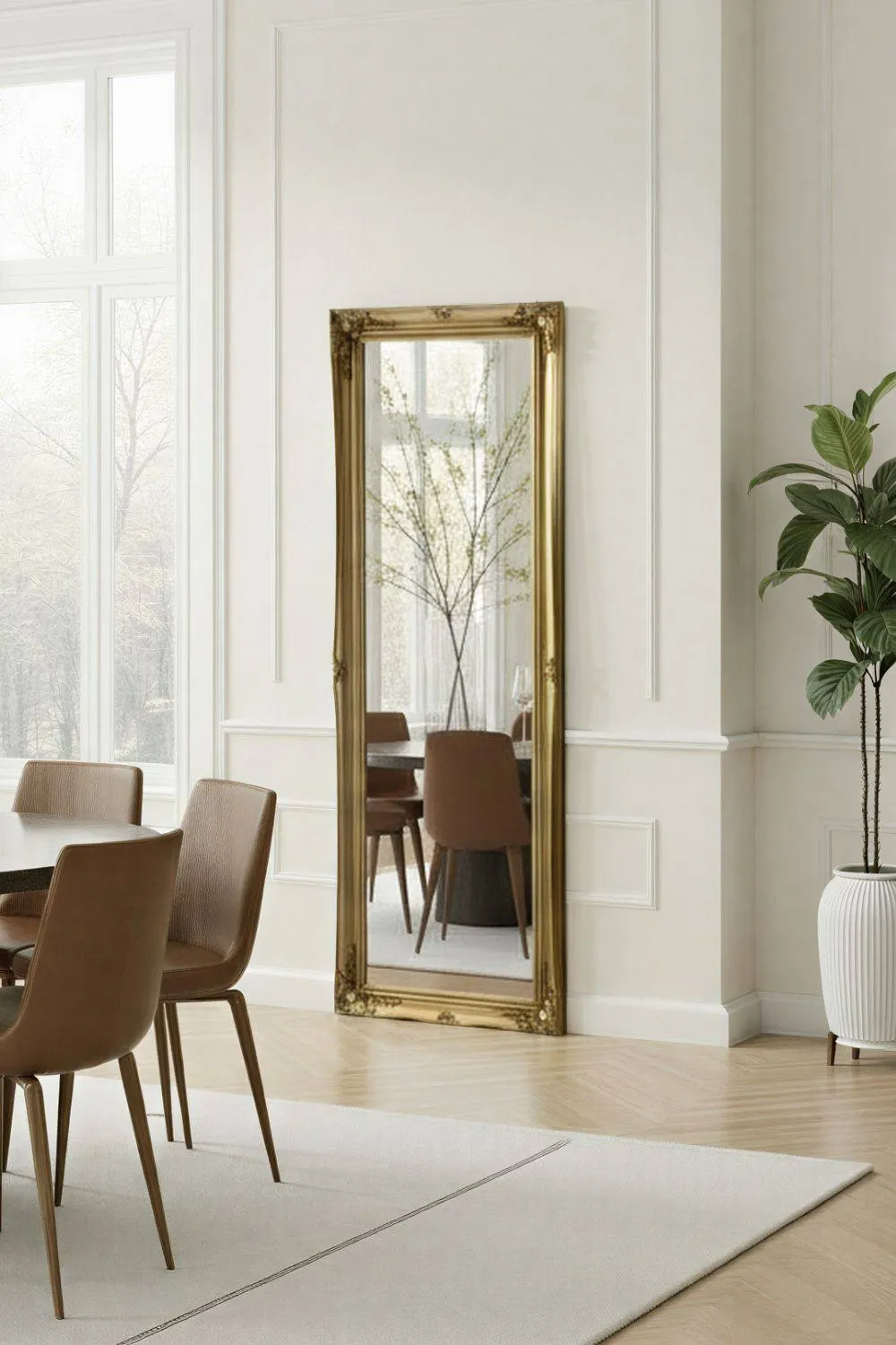 Yearn Mirrors French Style Carved Tall Mirror Gold 166x60cm