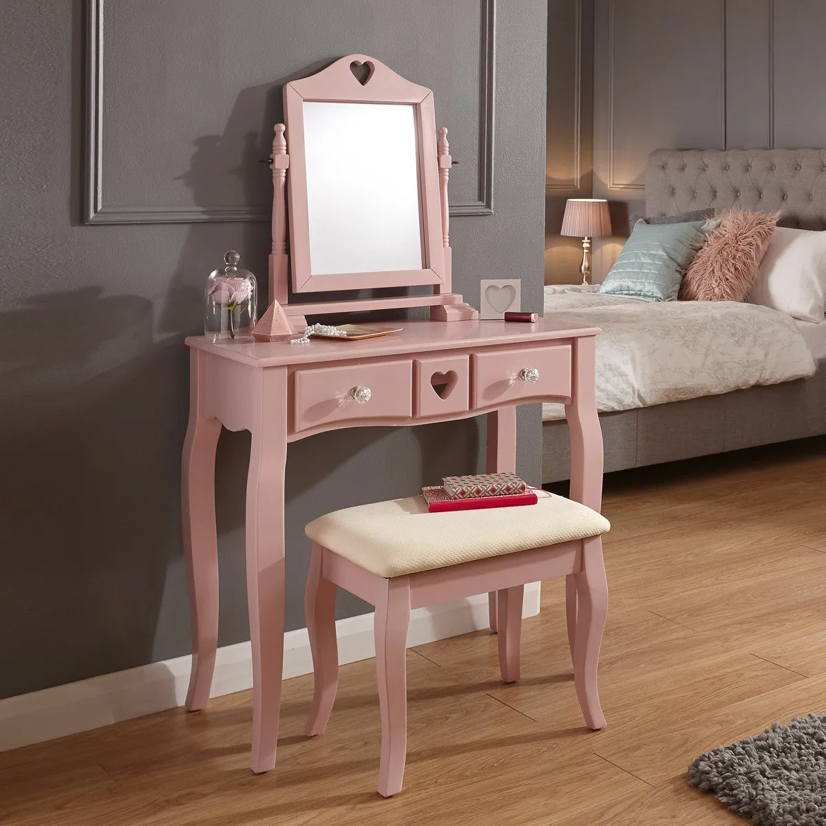 Heart Dressing Table Set Pink