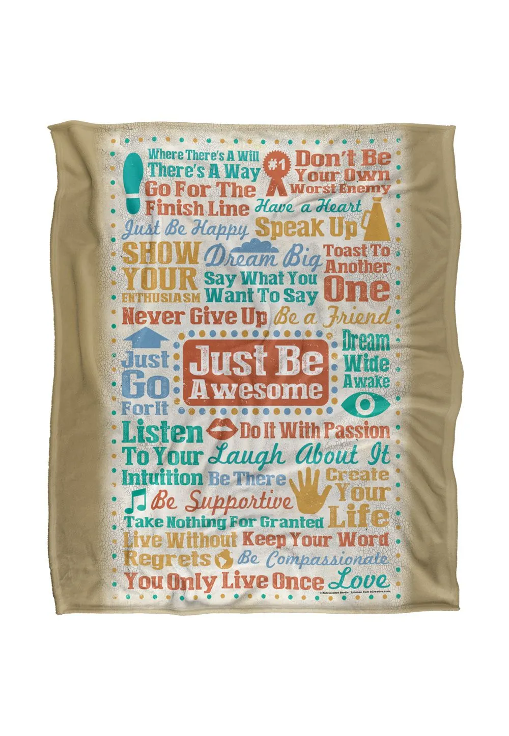 Retrorocket Studio Just Be Awesome Silky Touch Super Soft Throw Blanket 152 X 127 cm in White