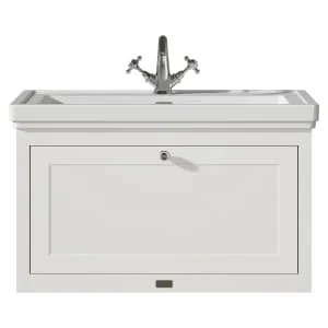 Bayswater Hartleigh Pointing White Traditional Wall Hung Vanity Unit & 1 Tap Hole Traditional Recessed Basin - 800mm