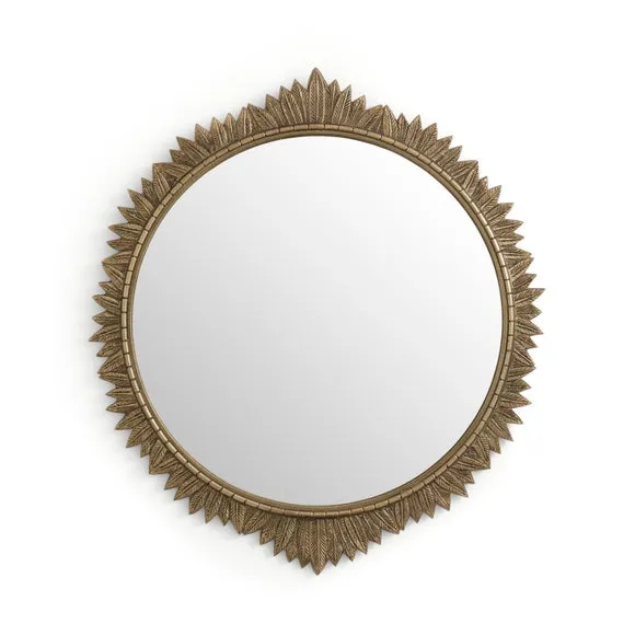 Florence Cast Aluminium Ornate Leaf Round Wall Mirror 3