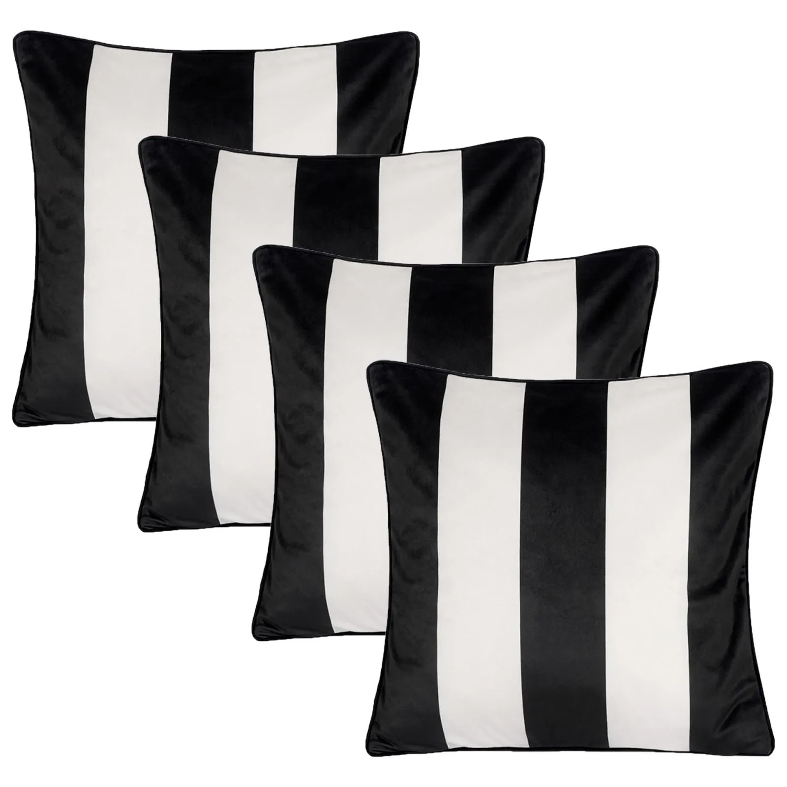 OHS 4 Pack Stripe Matte Velvet Cushion Covers in White