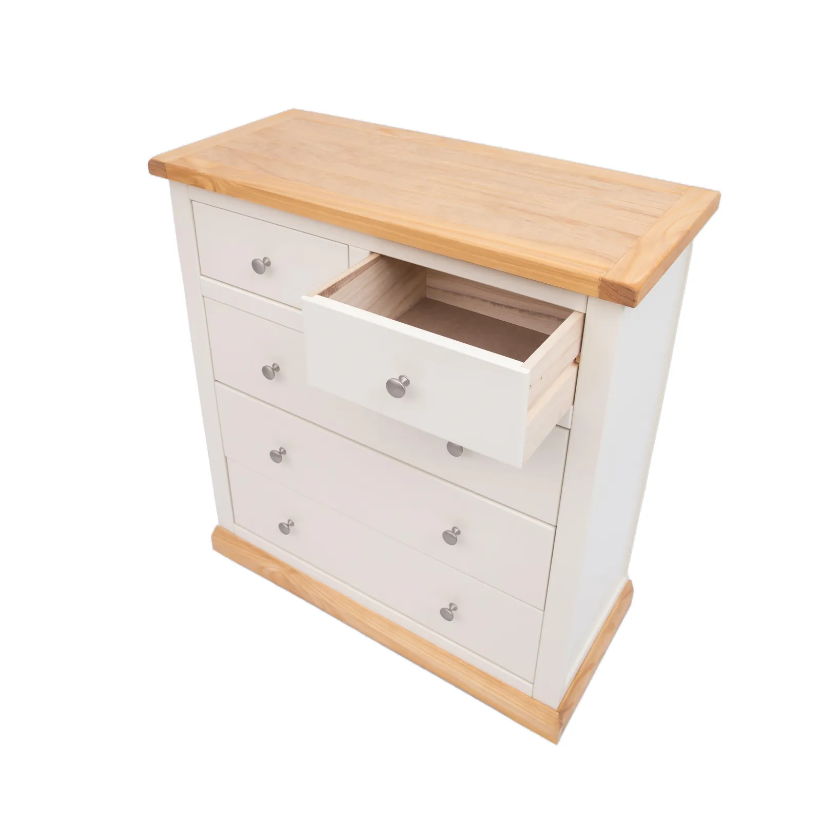 Cabinet Bits Trevi 5 Drawer Chest of Drawers Chrome Knob in Off-White 4