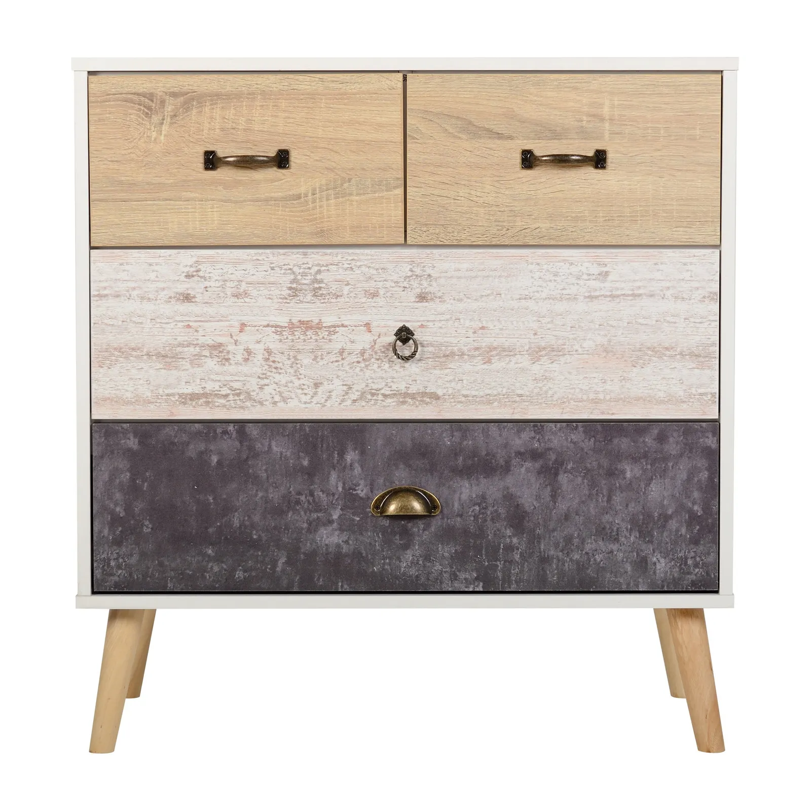 Nordic 4 Drawer Chest Brown and Grey