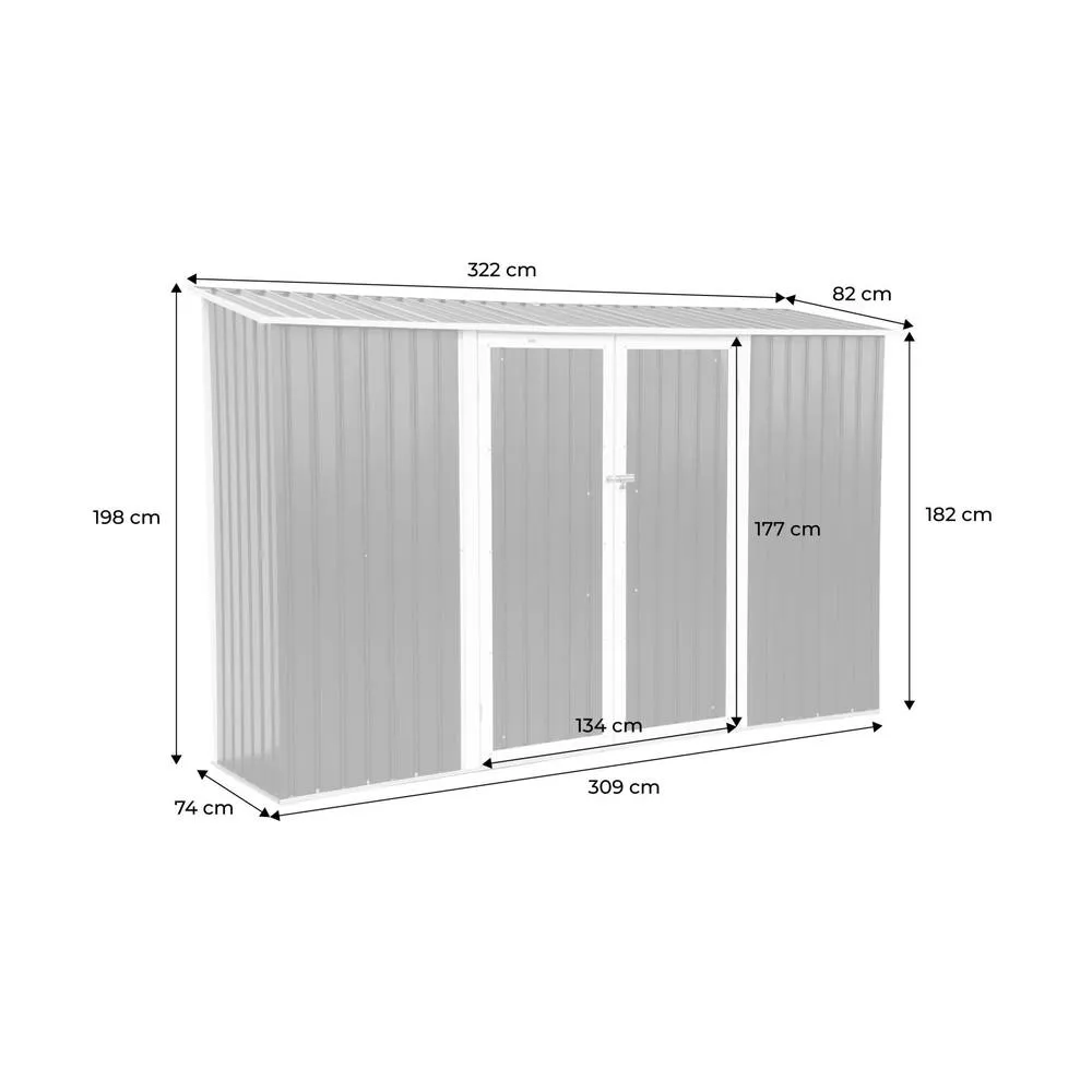 sweeek 2.57 m² lean-to garden shed galvanized steel with anchoring kit in Dark Grey 5