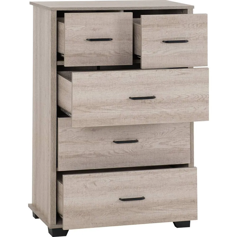 Seconique Oliver 3+2 Drawer Chest - LIGHT OAK EFFECT 5