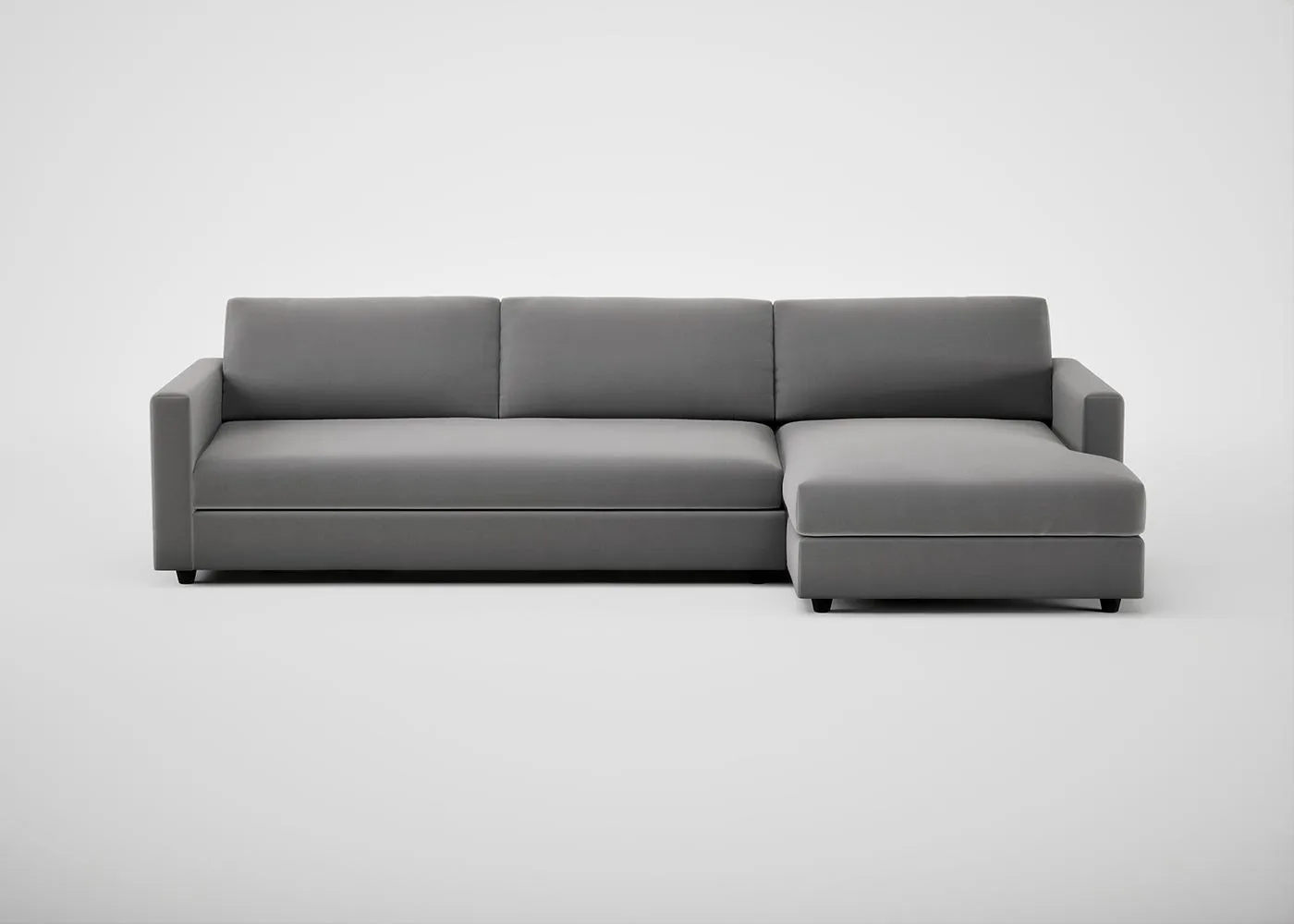 Heal's Nimbus II RHF 4 Seater Corner Chaise Smart Velvet Mercury Black Feet 1
