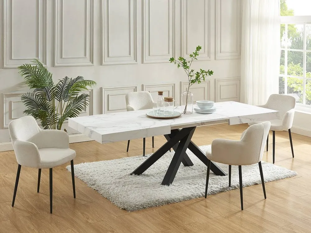 Vente-unique 6 - 10 Seater Extendable Dining Table In MDF & Metal - Black and in White 5