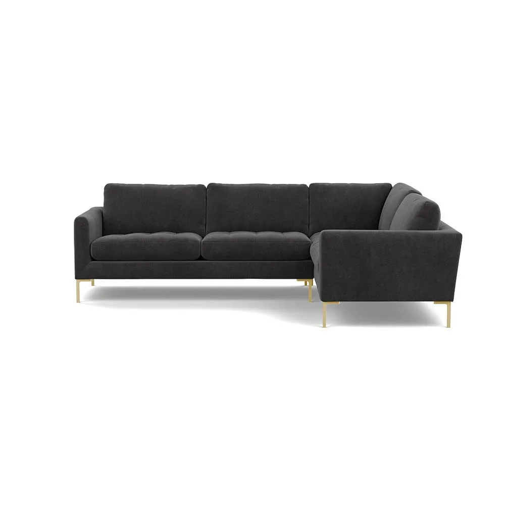 Heal's Eton Right Hand Facing Corner Sofa Smart Luxe Velvet Nickel Brass Feet 1