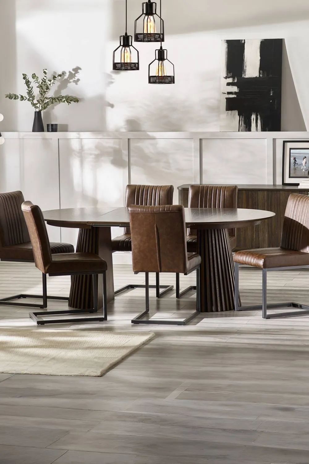 Julian Bowen Arya Round to Oval Extending 4-6 Seater Dining Table in Dark Brown 2