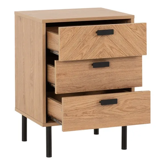 Barker 3 Drawer Bedside Table, Oak Effect 4