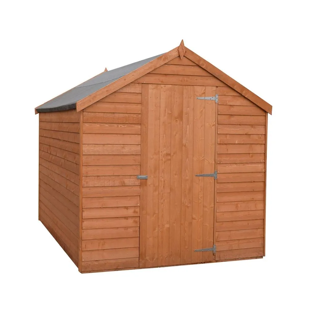 Shires Overlap 8 x 6 Feet Dip Treated Value Range Apex Shed Single Door in Brown