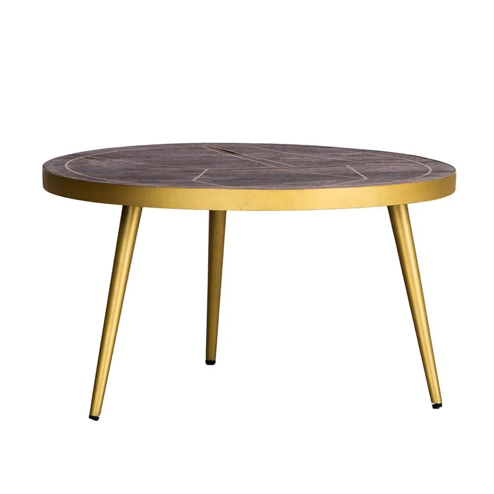 IH Design Jusleen Solid Mango Wood Round Coffee Table in Brown 2