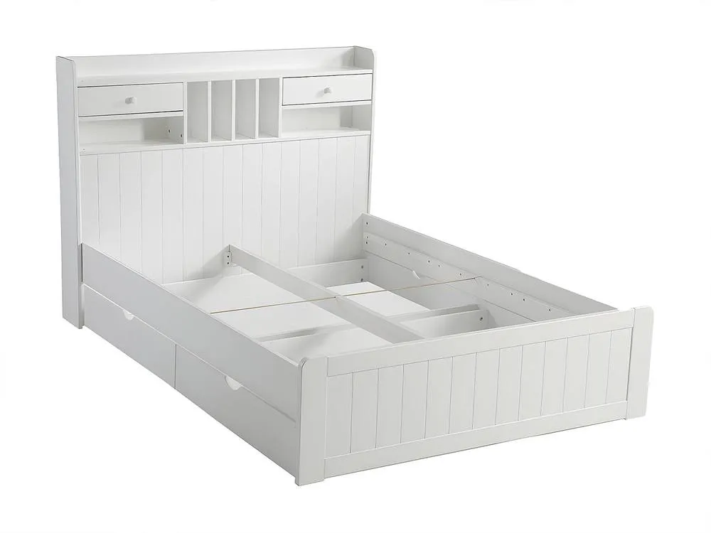 Vente-unique Bed With Storage 140 X 190 Cm - White - MEDERICK 2