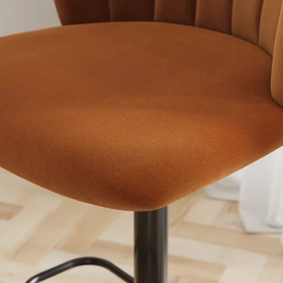 Kendall Bar Stool with Black Legs, Velvet 2