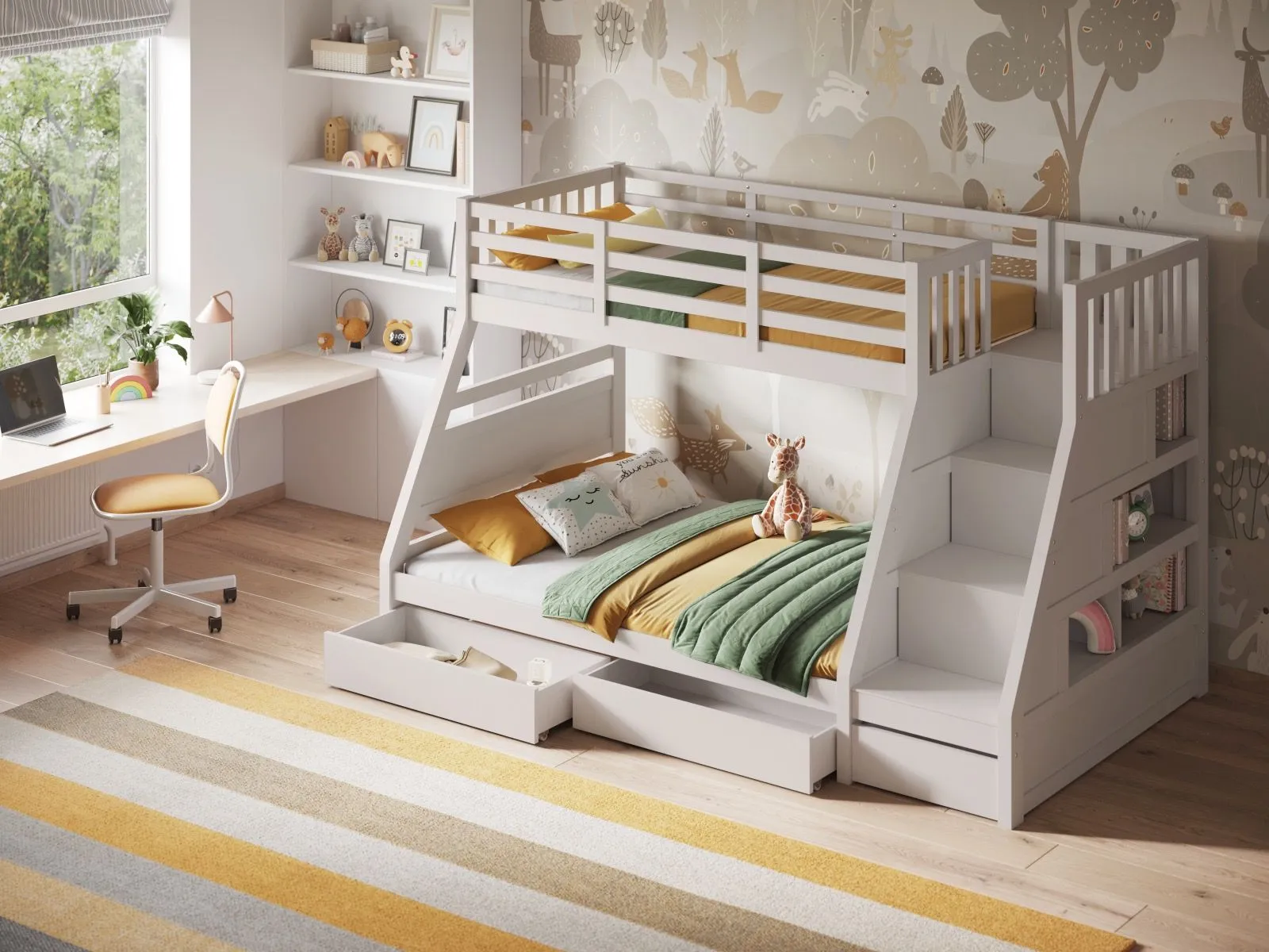 Flair Lunar Wooden Triple Bunk Bed in White 3