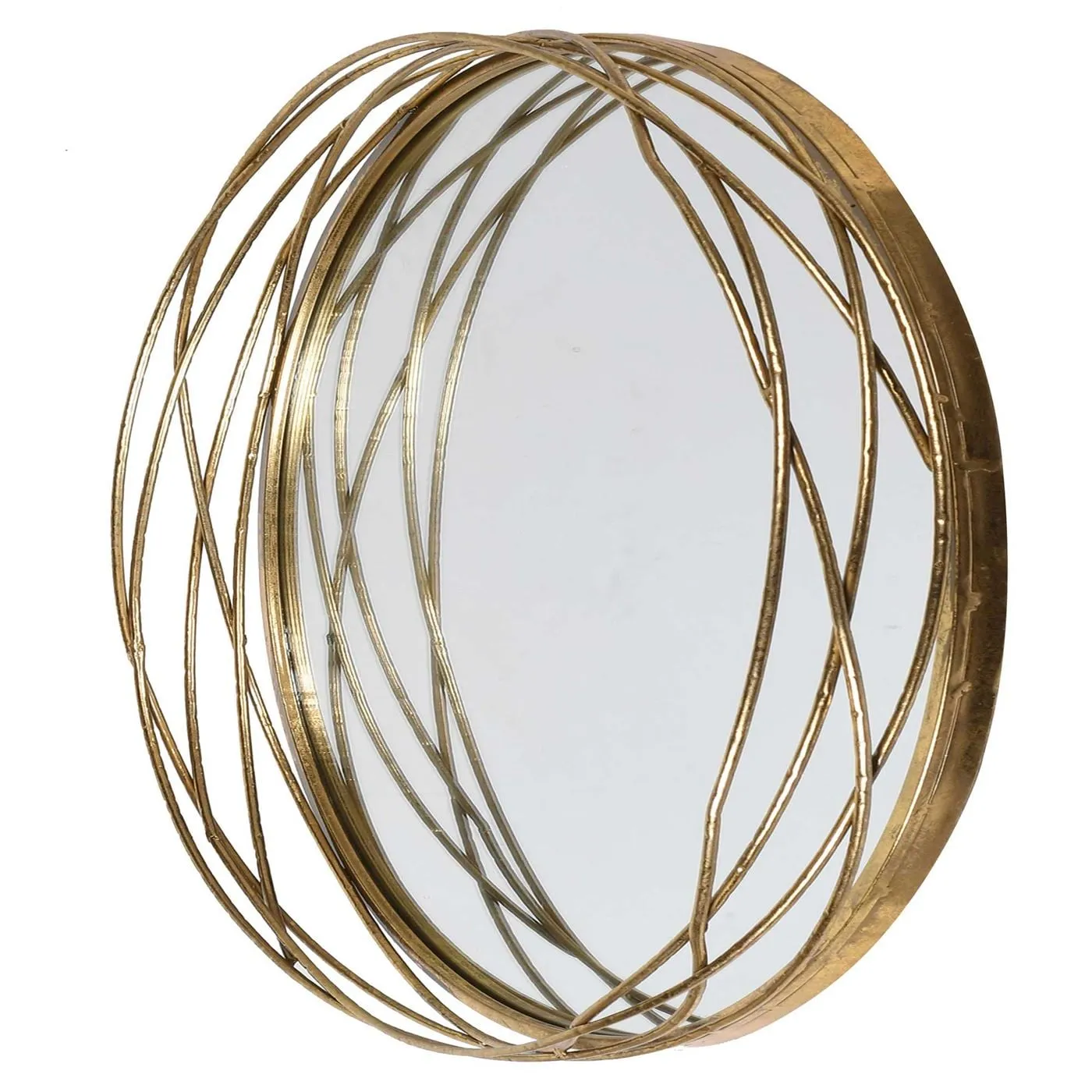 Etwined Gold Mirror, Round Wood | Barker & Stonehouse