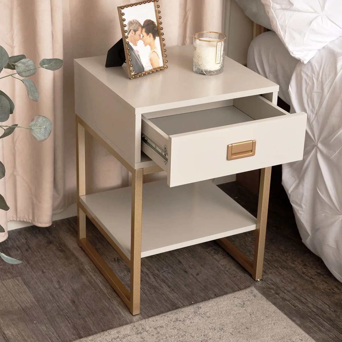 Melody Maison Large 2 Drawer Dressing Table & Pair Of Bedside Tables - Elle Stone Range in Beige 3