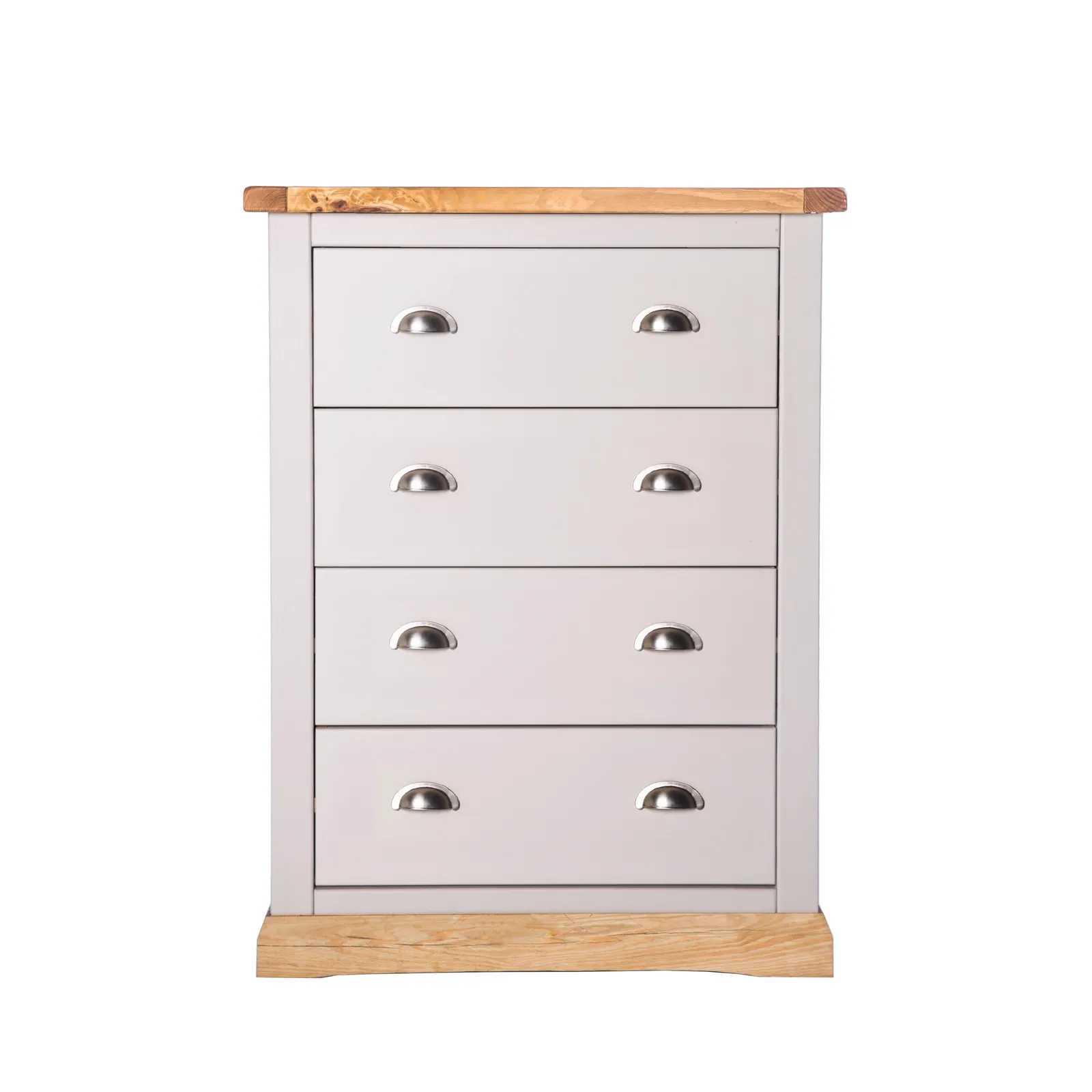 Cabinet Bits Bomporto 4 Drawer Chest of Drawers Chrome Cup Handle in Light Grey 2