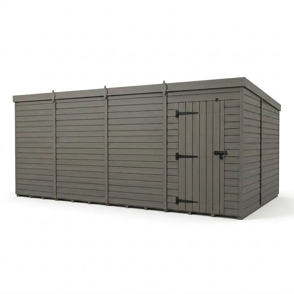 Buttercup Farm 20ft x 9ft Composite Pent Garden Shed Single Door No Windows in Grey
