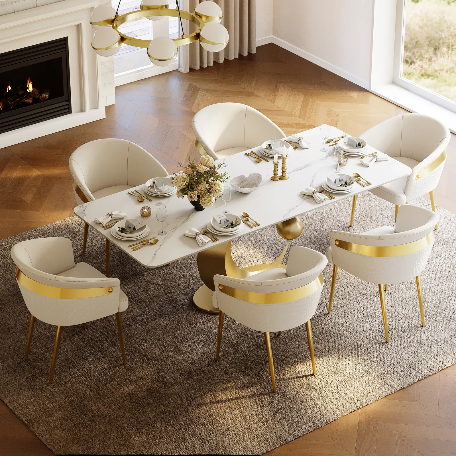 71.3" Rectangle Sintered Stone Dining Set