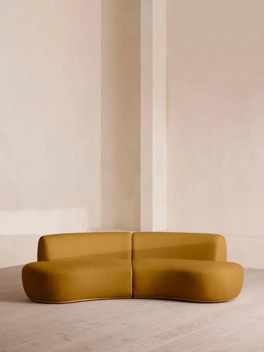 Aline Serpentine Modular Sofa, Three Seater, Linen, Turmeric
