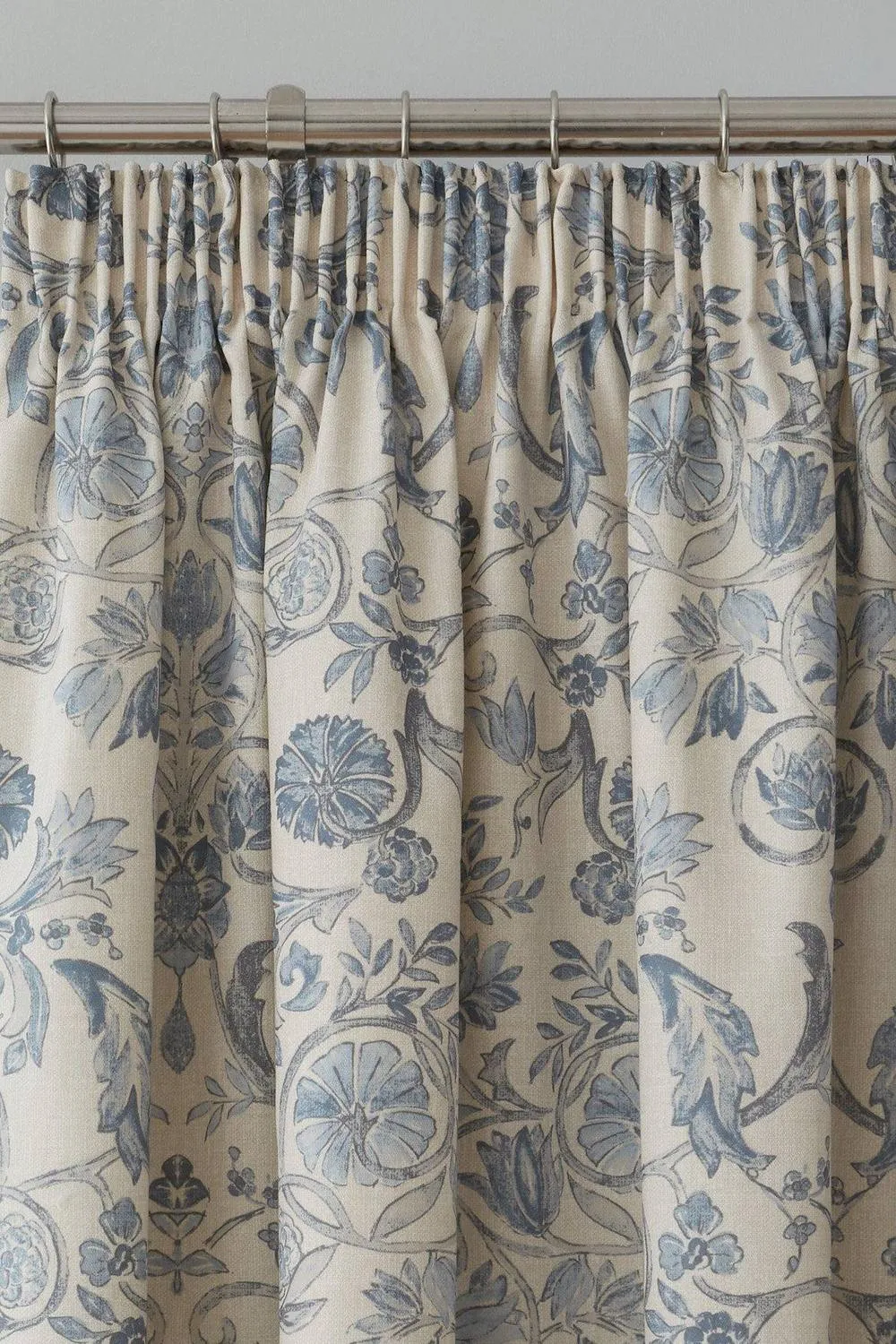 Dreams & Drapes 'Averie' Pair of Pencil Pleat Curtains With Tie-Backs in Blue 3