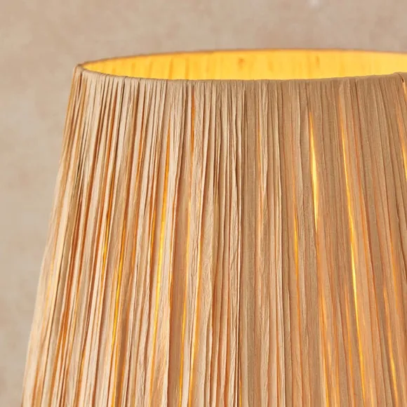 Endon Collection Wriggle Floor Lamp With Tapered Shade Brushed Aged Brass Plate Natural Raffia 1X E27, Gold 3
