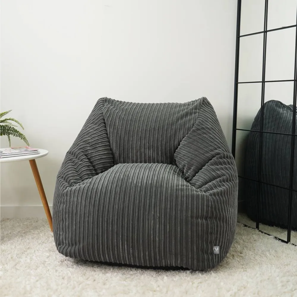rucomfy Beanbags rucomfy Indoor Large Snuggle Bean Bag Chair - Adults Jumbo Cord in Grey