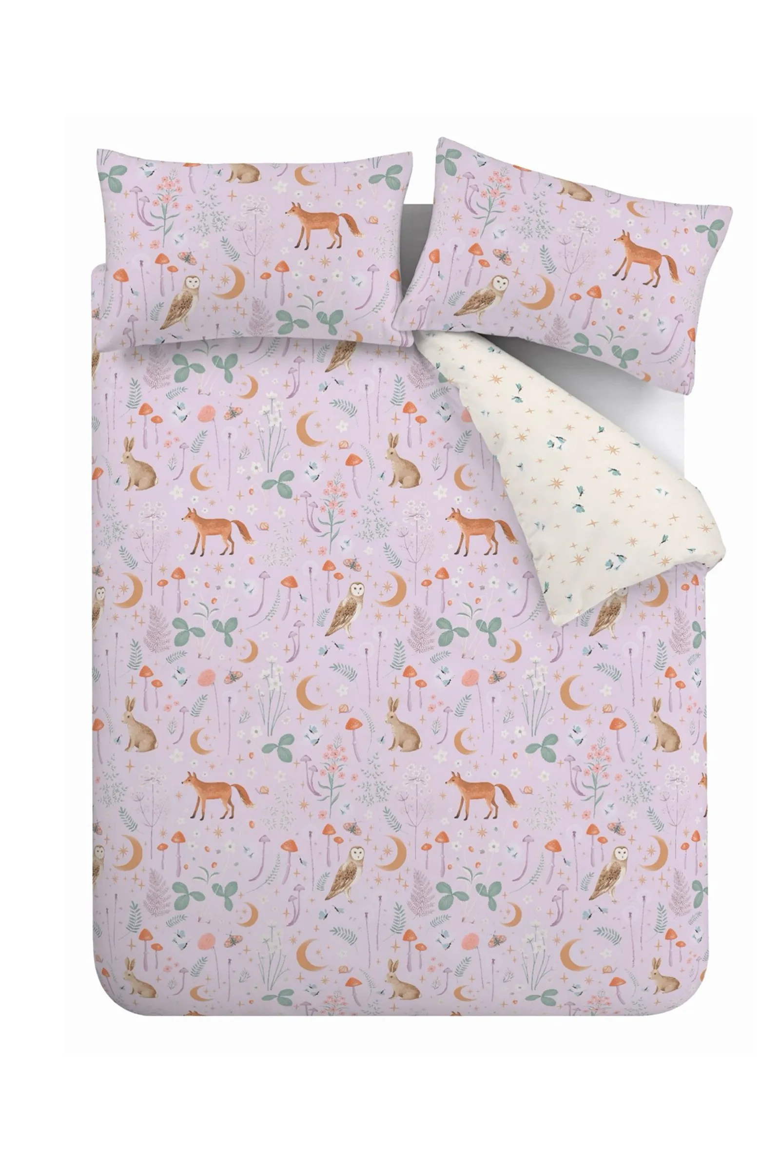 Catherine Lansfield 'Enchanted Twilight Animals' Reversible Duvet Cover Set in Lilac 5