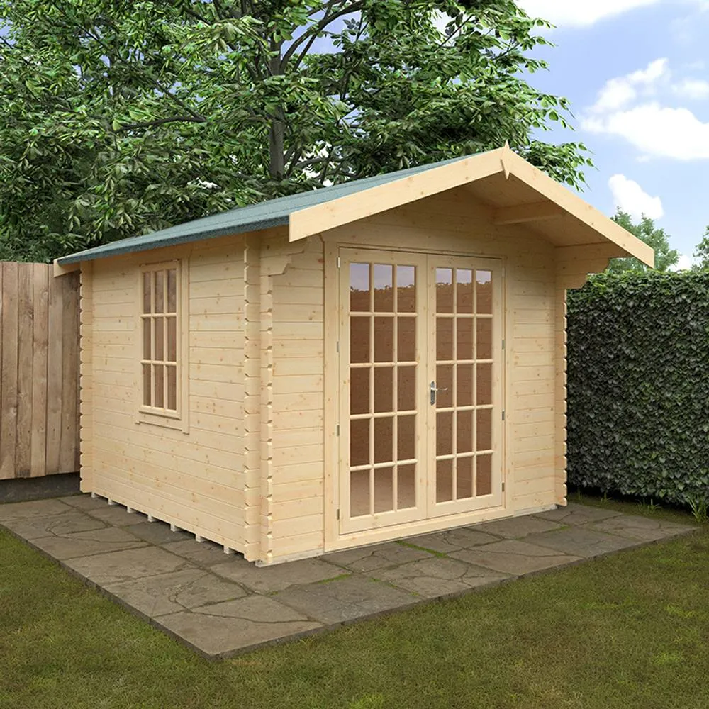 Buttercup Farm 10x10 The Lotherton 28mm Cabin - L295 x W295 x H261.6 cm in Natural 2