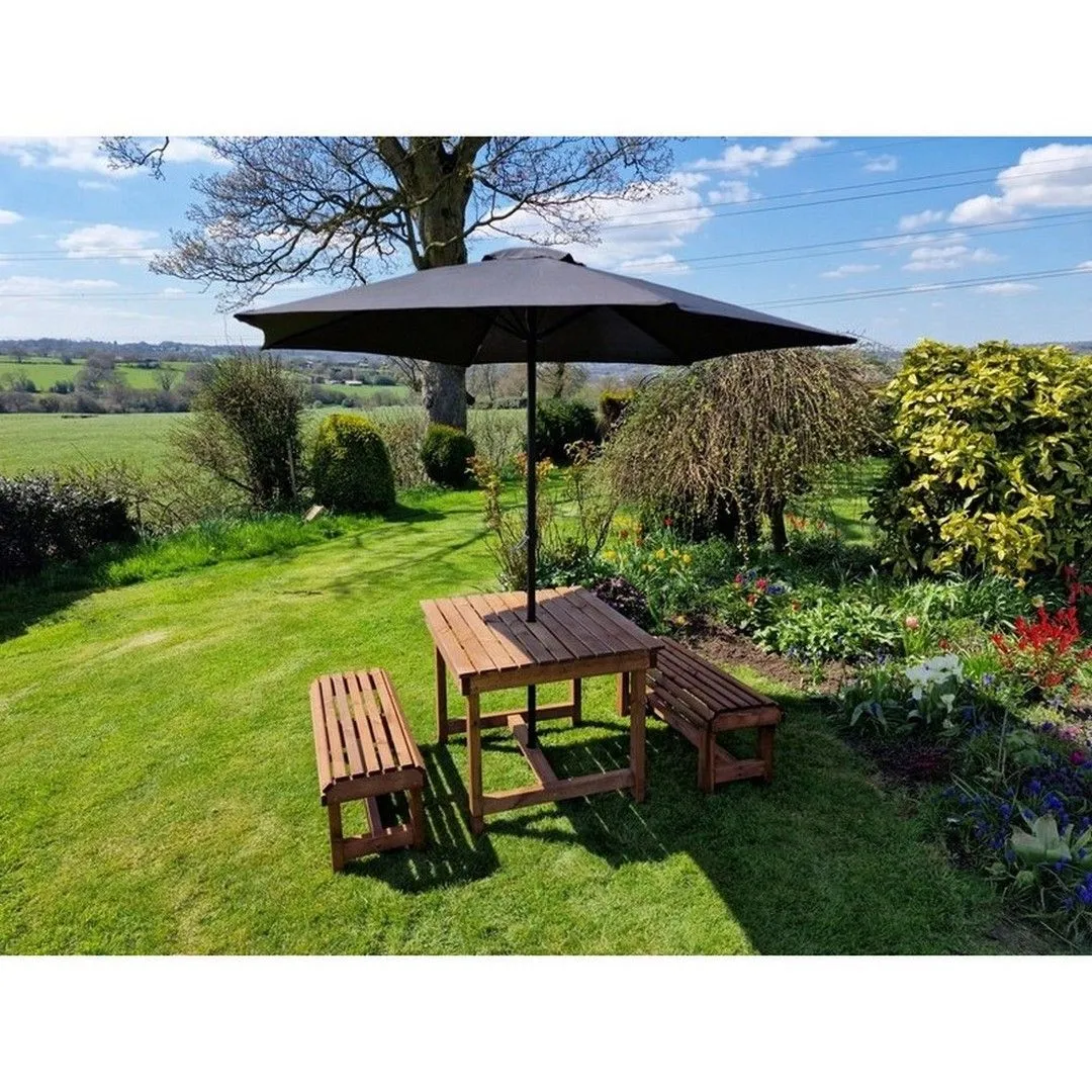Churnet Valley Garden Furniture Ltd Contemporary 4 Seater Table & Bench Set - Timber - Fully Assembled in Brown 4