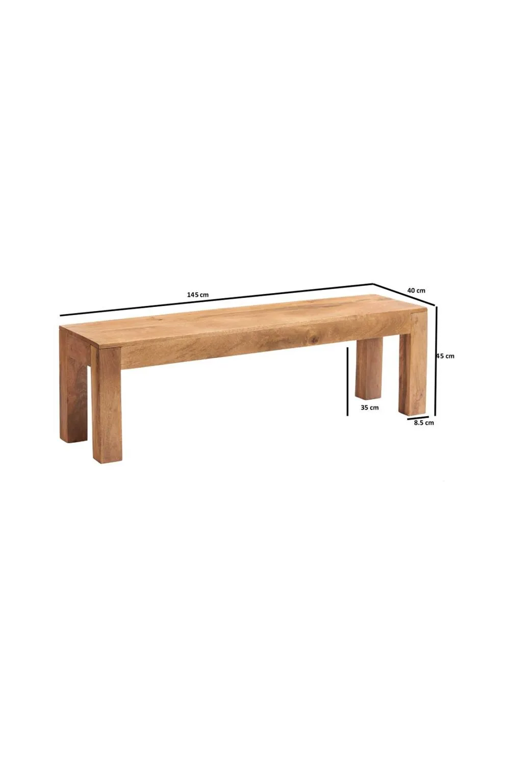 IH Design Southborough Light Mango Wooden Dining Bench in Light Brown 3