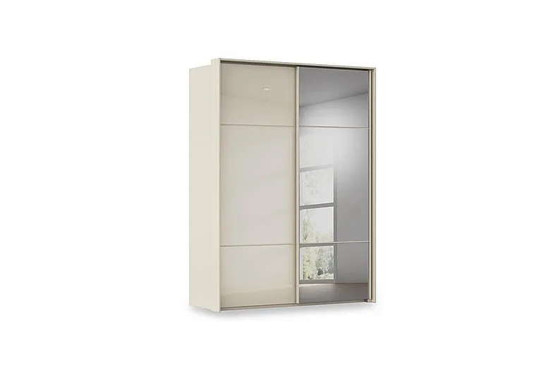 Haven 170cm 2 Door Slider Wardrobe with 1 Glass and 1 Mirror Door