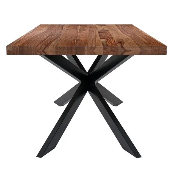 Indus Valley Logan 6 Seater Dining Table With 6 Faux Leather Chairs 4