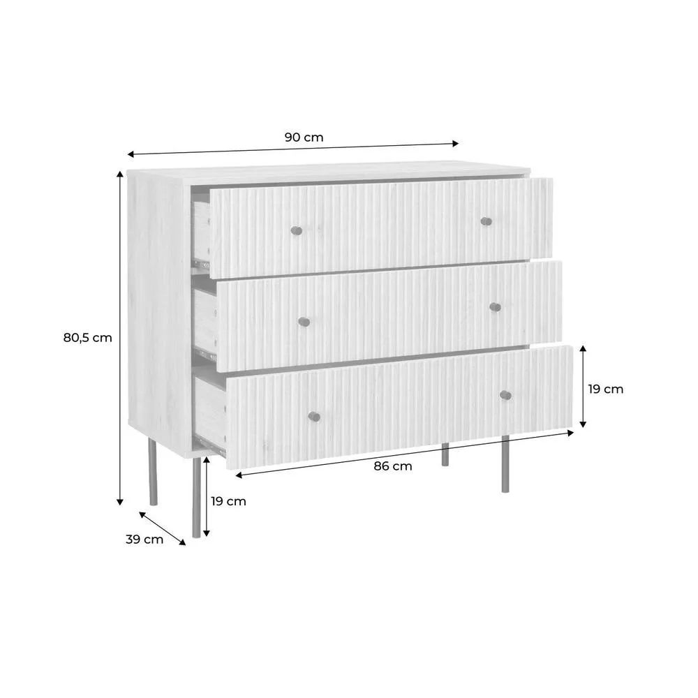 sweeek 3-drawer Chest With Grooved Wooden-effect in Light Brown 5