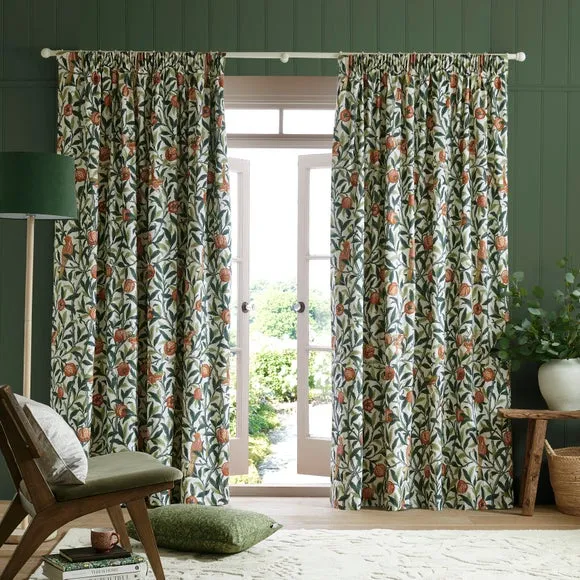 William Morris At Home Bird Pomegranate Pencil Pleat Curtains 2