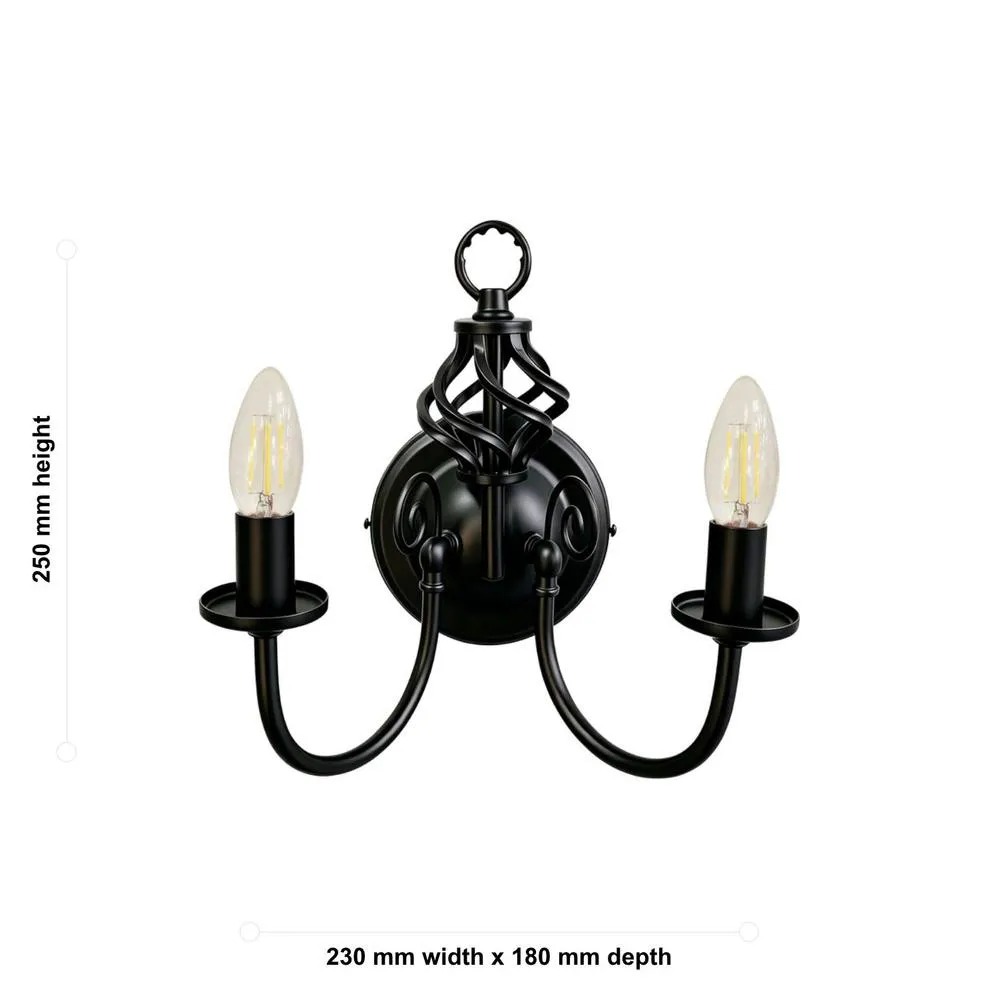 First Choice Lighting Barley Twist - Black Wall Light 4