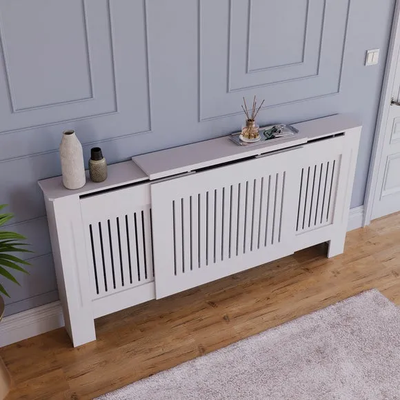 Return - Vida Designs Chelsea Adjustable Radiator Cover, White 5