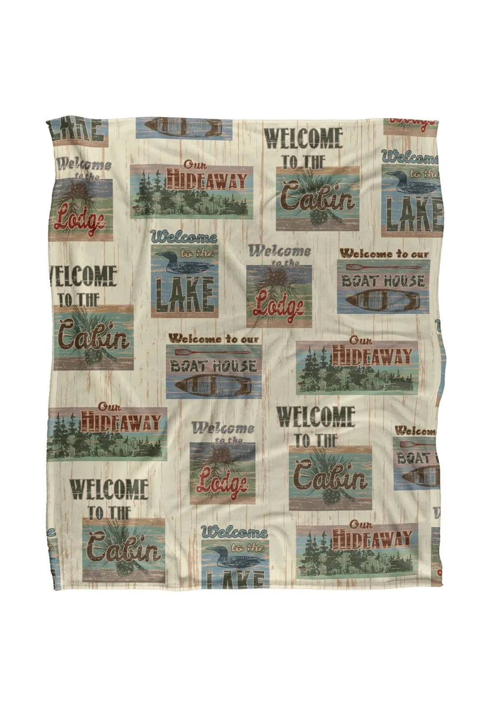 JQ Licensing Jl-Jp Welcome To The Cabin Lake Signs Silky Touch Super Soft Throw Blanket 152 X 127 cm in White