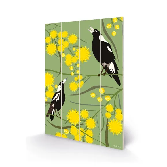 The Art Group Magpies Wooden Wall Art 2