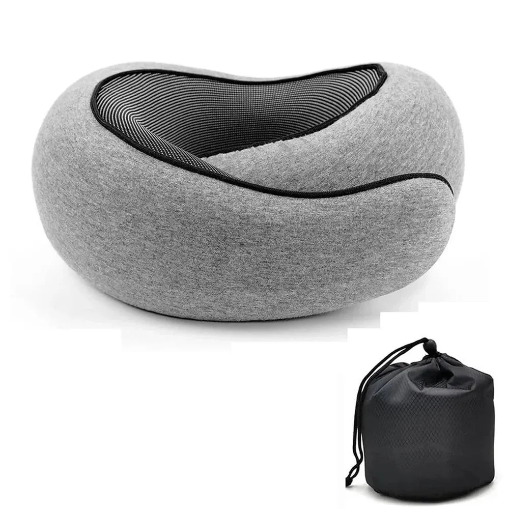 Nordara Light Grey U Shaped Memory Foam Travel Pillow for Car Plane