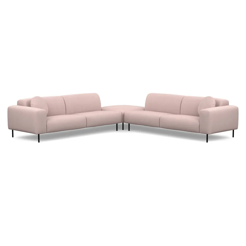 Heal's Luna Large Corner Sofa Siena Cotton Dusky Pink Black Feet