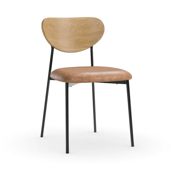 Finn Curved Back Dining Chair, Faux Leather 6