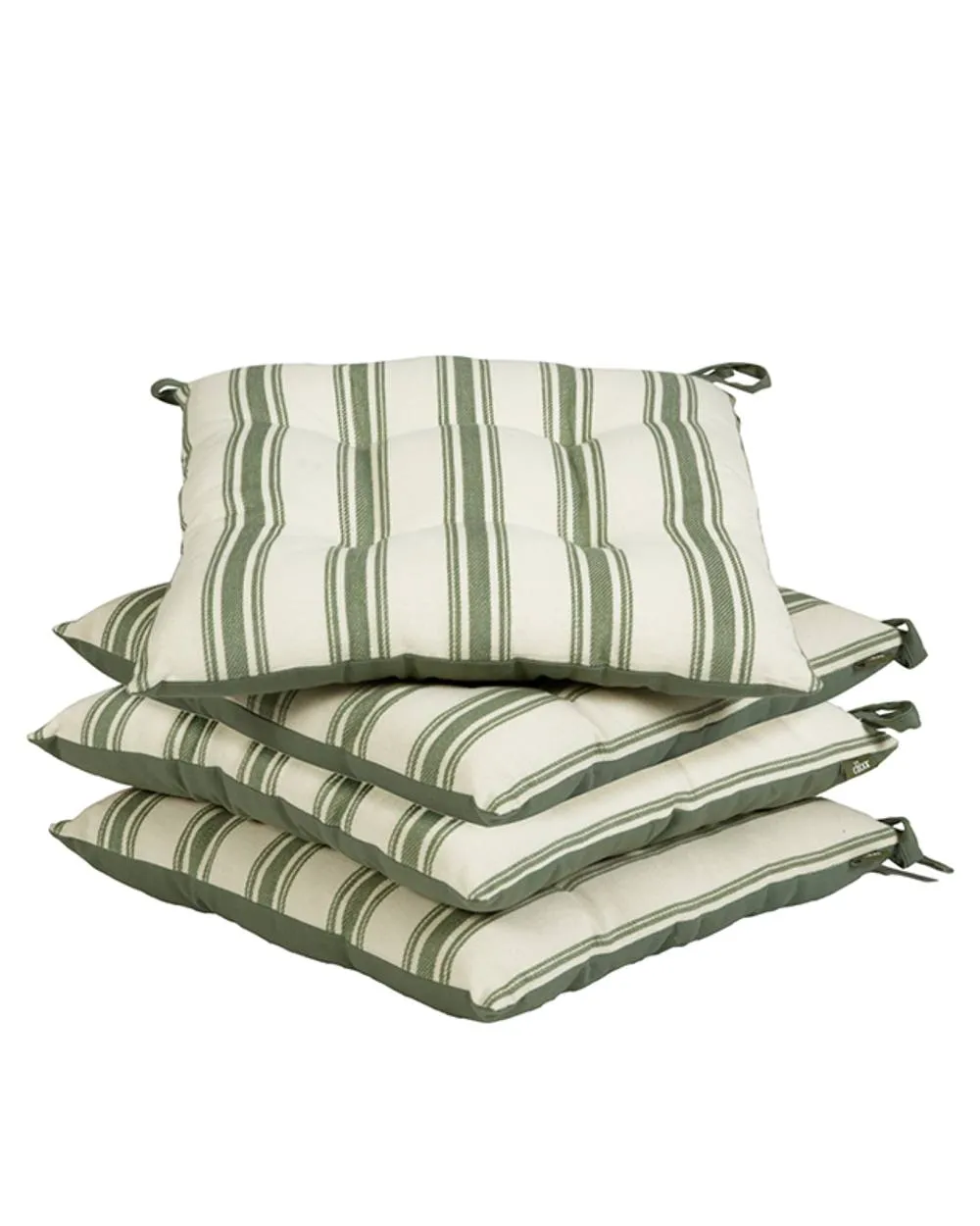 Dibor Set of 4 Forest Green Stripe Cotton Indoor Outdoor Garden Furniture Chair Sofa Seat Pads L40cm x W40cm 2