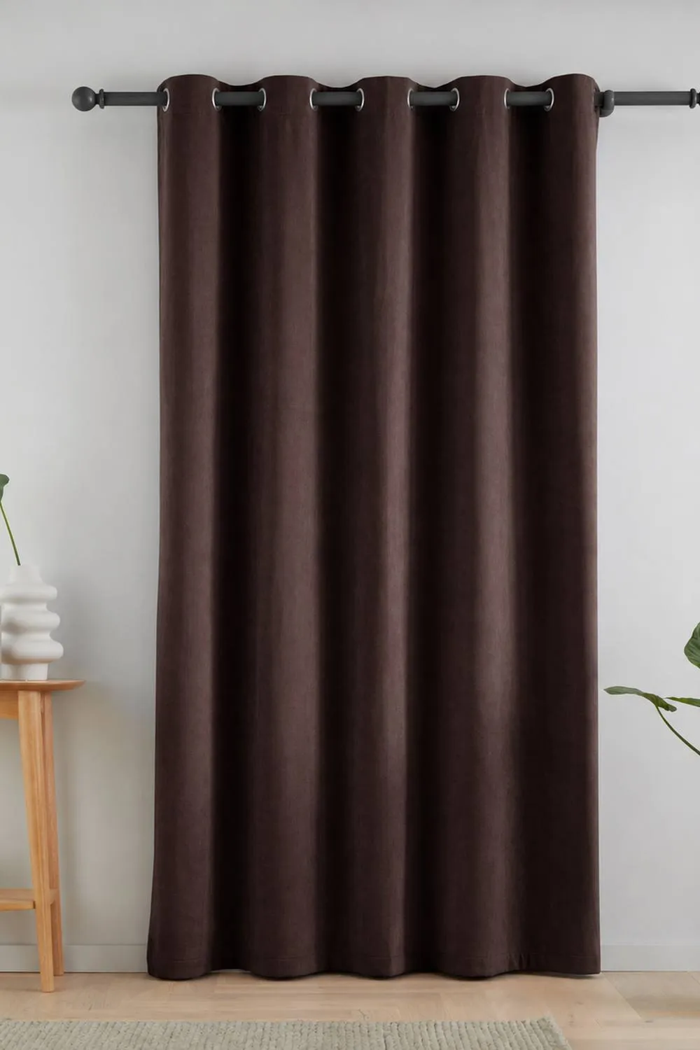 Catherine Lansfield 'Super Thermal Blackout Matt Velour' Eyelet Door Panel in Chocolate 2