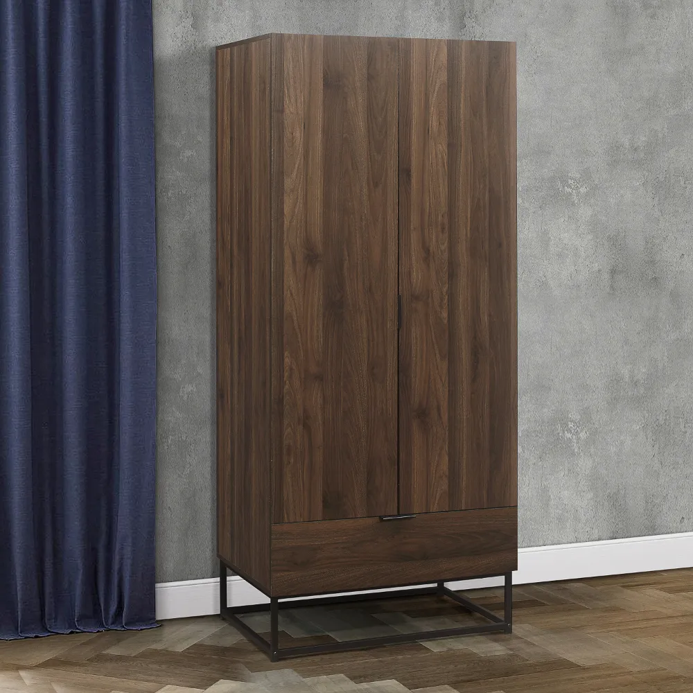 Houston Walnut Wooden Combination Wardrobe