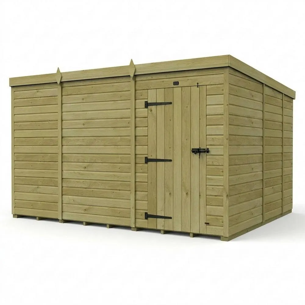 Buttercup Farm 11ft x 9ft Pent Garden Shed Single Door No Windows - Timber in Brown