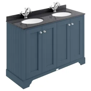 Bayswater Victrion Stiffkey Blue Traditional Freestanding Vanity Unit & Black Marble Top Basin - 1200mm