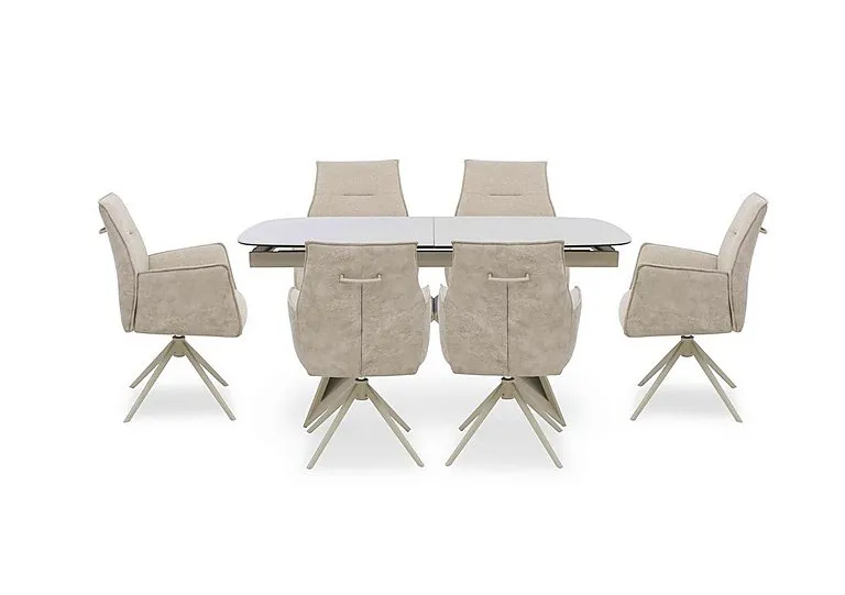 Mirage Small Extending Dining Table and 6 Swivel Dining Arm Chairs